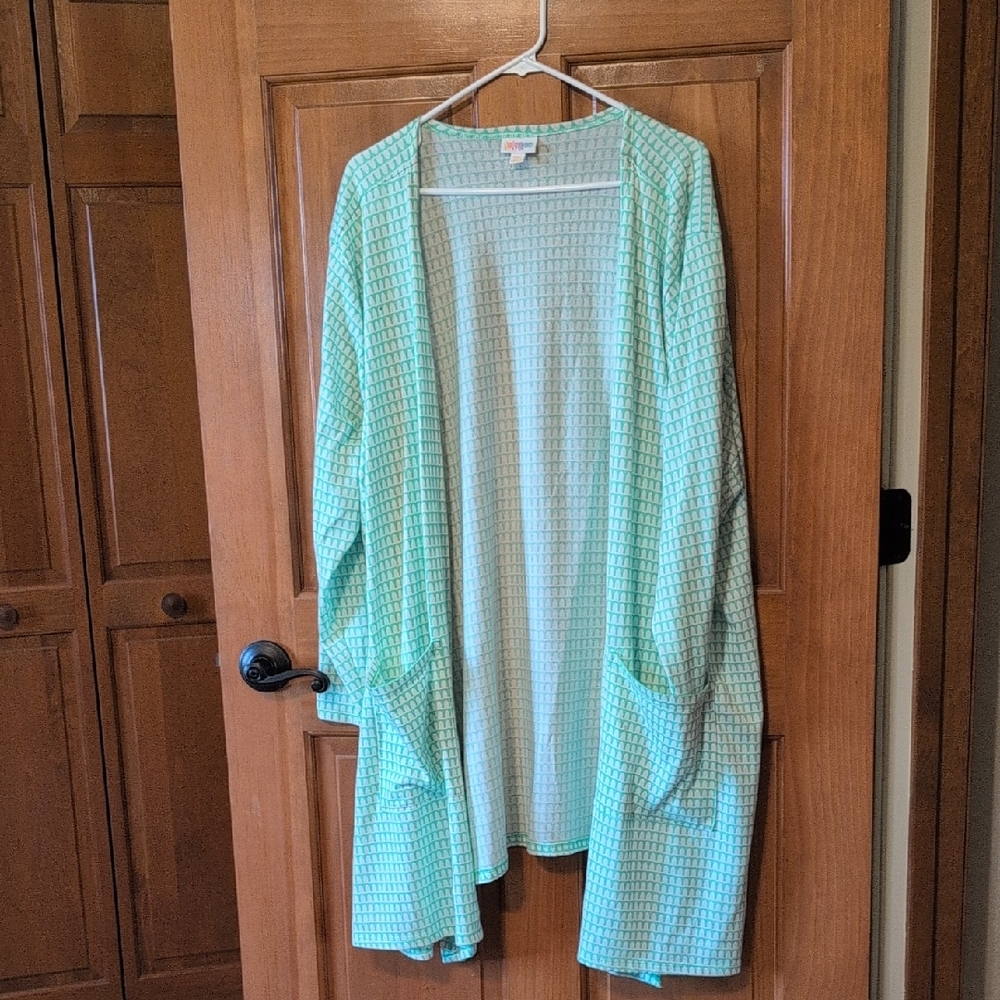 LuLaRoe Light Green Patterned Cardigan